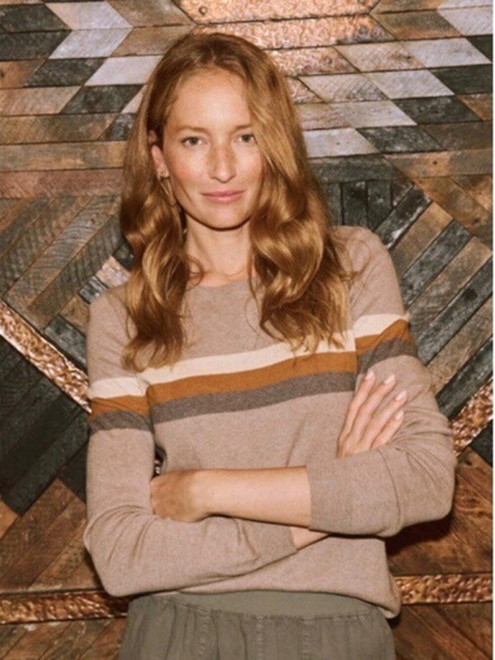 Faherty Horizon Surf Sweater Size L XL Fireside Brown Stripe Pullover Top NEW